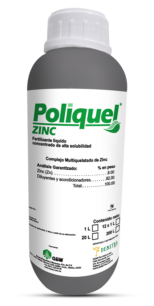 Producto Poliquel Zinc / bioestimulantes / Demetra Group